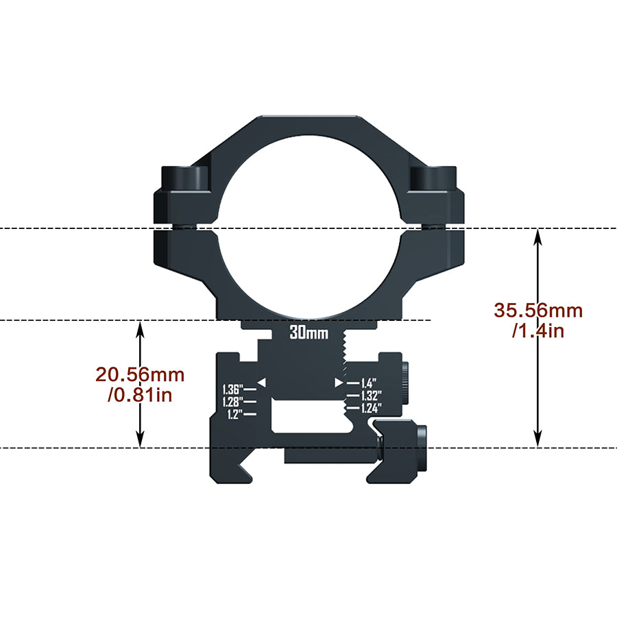MONTURA DE ALTA PRECISION DE DISCOVEROPT AJUSTABLE PARA PICATINNY DE 22 MM Y TUPO DE 25.4/30 MM