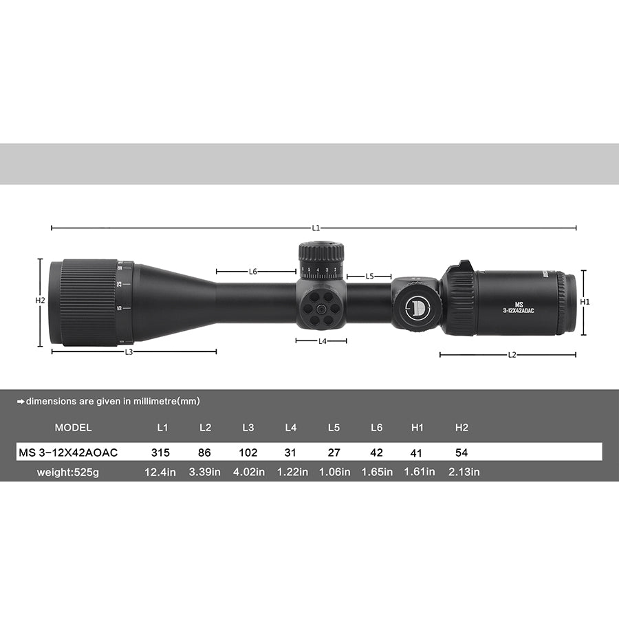 Mira Telescópica MS 3-12x42AOAC
