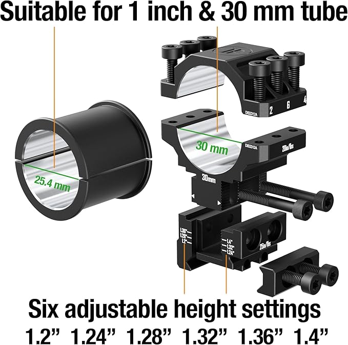 MONTURA DE ALTA PRECISION DE DISCOVEROPT AJUSTABLE PARA PICATINNY DE 22 MM Y TUPO DE 25.4/30 MM