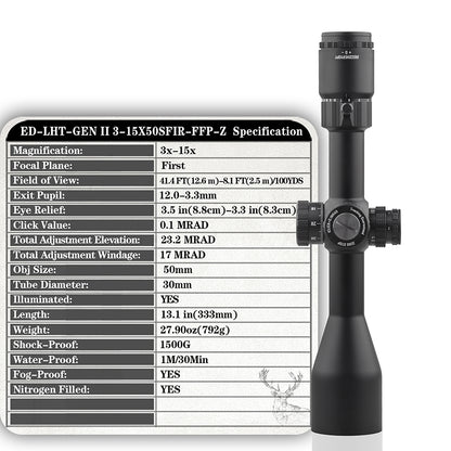 MIRA TELESCÓPICA  ED-LHT  GEN2 3-15*50SFIR FFP-Z