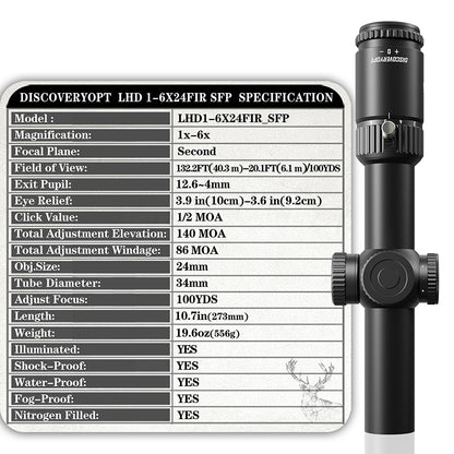 Mira Telescópica LHD 1–6X24FIR SFP