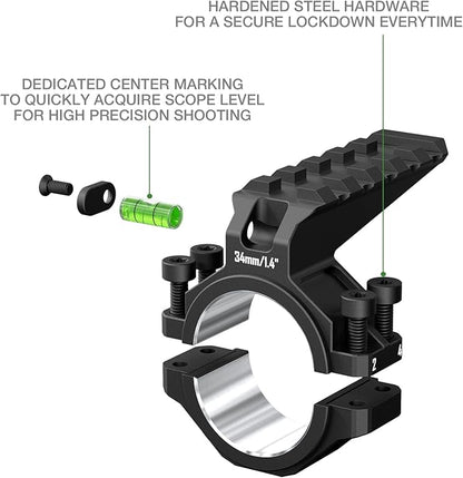 ADAPTADOR ALTO PRECISION DE DISCOVERYOPT DE ANILLO DE ALCANCE DE 30/34MM CON RIEL PICATINNY Y CON  NIVEL DE BURBUJA