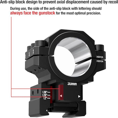 MONTURA DE ALTA PRECISION DE DISCOVEROPT AJUSTABLE PARA PICATINNY DE 22 MM Y TUPO DE 25.4/30 MM
